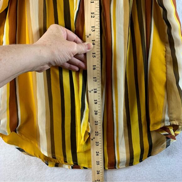 NY & Co. Womens Chiffon Halter Top Sz S Retro Striped Neck Tie Secretary Office - Picture 7 of 12